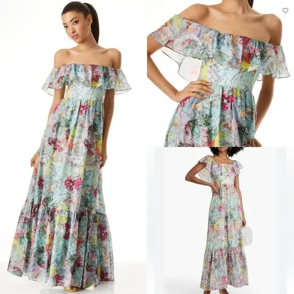 NWT Alice + Olivia Tempie Dress Lola's Dream Silk Wedding Guest Formal Size 8 - Picture 13 of 16